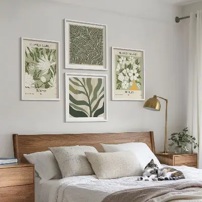 Polyptychon mit Rahmen mit Pflanzenmuster als Boho-Dekoration