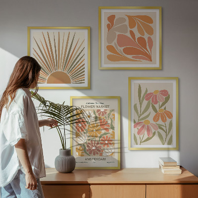 Polyptychon mit rahmen Pastellfarbene Sonnenblumen