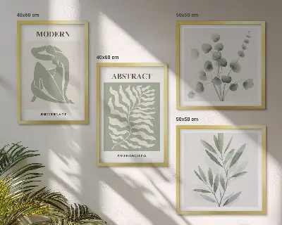 Wanddeko-Set mit Matisse-inspirierten Boho-Pflanzenmotiven