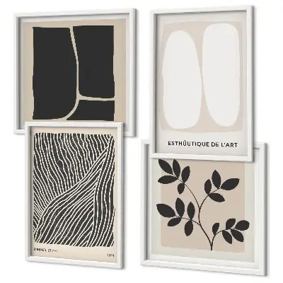 Minimalistisches Pflanzenmuster Polyptychon mit Rahmen