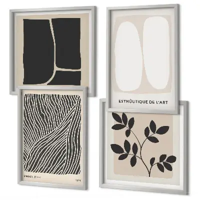 Minimalistisches Pflanzenmuster Polyptychon mit Rahmen