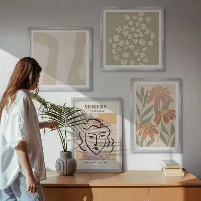 Moderne abstrakte Frau Polyptychon mit Rahmen