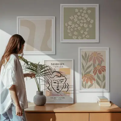 Moderne abstrakte Frau Polyptychon mit Rahmen