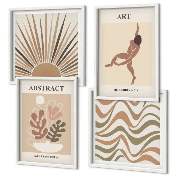 Matisse Boho abstrakte Muster Polyptychon mit Rahmen