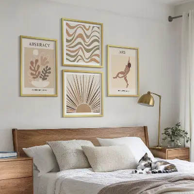 Matisse Boho abstrakte Muster Polyptychon mit Rahmen