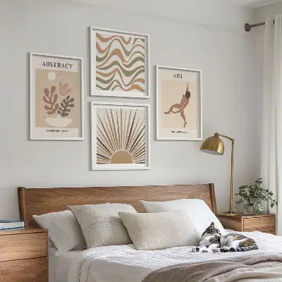 Matisse Boho abstrakte Muster Polyptychon mit Rahmen