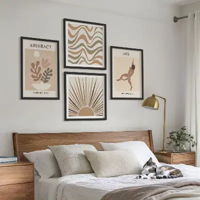 Matisse Boho abstrakte Muster Polyptychon mit Rahmen
