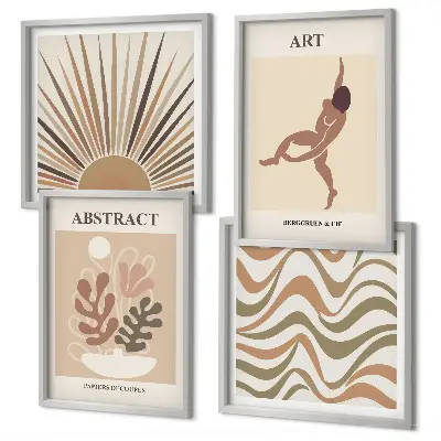 Matisse Boho abstrakte Muster Polyptychon mit Rahmen