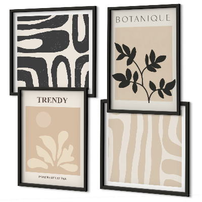 Wanddeko-set Stilvolle Pflanzenmuster in Beige und Schwarz