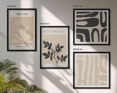 Wanddeko-set Stilvolle Pflanzenmuster in Beige und Schwarz