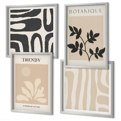 Wanddeko-set Stilvolle Pflanzenmuster in Beige und Schwarz