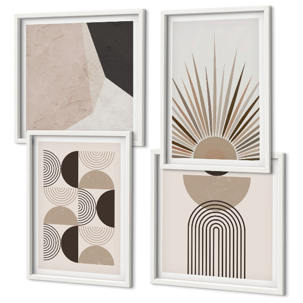 Polyptychon mit rahmen Abstrakte beige und braune Formen