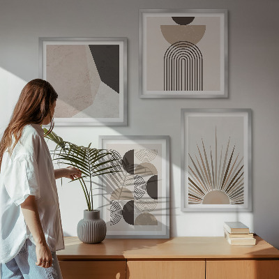 Polyptychon mit rahmen Abstrakte beige und braune Formen