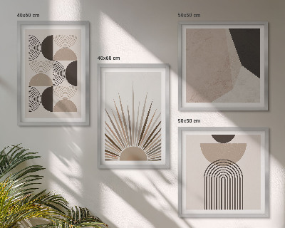 Polyptychon mit rahmen Abstrakte beige und braune Formen