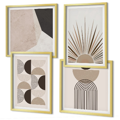 Polyptychon mit rahmen Abstrakte beige und braune Formen