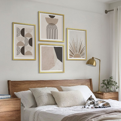 Polyptychon mit rahmen Abstrakte beige und braune Formen