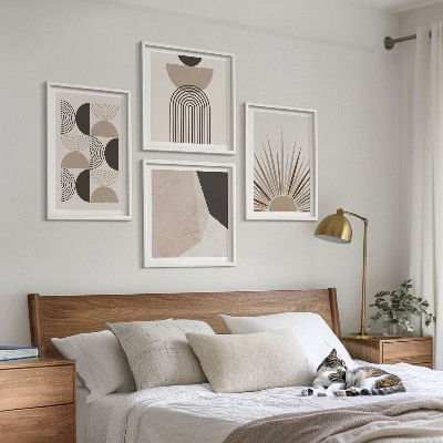 Polyptychon mit rahmen Abstrakte beige und braune Formen