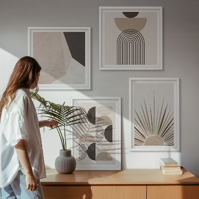 Polyptychon mit rahmen Abstrakte beige und braune Formen