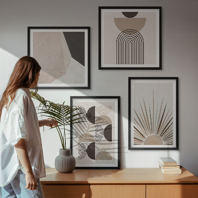 Polyptychon mit rahmen Abstrakte beige und braune Formen