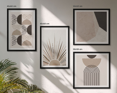 Polyptychon mit rahmen Abstrakte beige und braune Formen