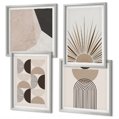 Polyptychon mit rahmen Abstrakte beige und braune Formen