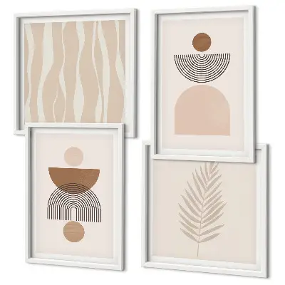 Wanddeko-Set abstrakte Formen in Braun und Beige