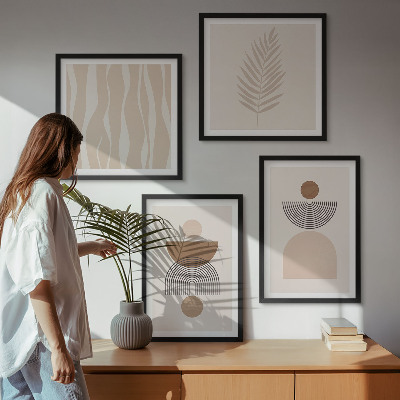Wanddeko-set Abstrakte Formen braun beige