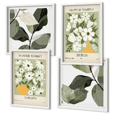 Wanddeko-Set mit Blumenmuster London Dublin