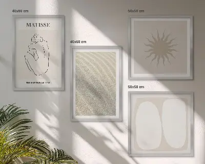 Minimalistische Sandwellen als gerahmtes Polyptychon