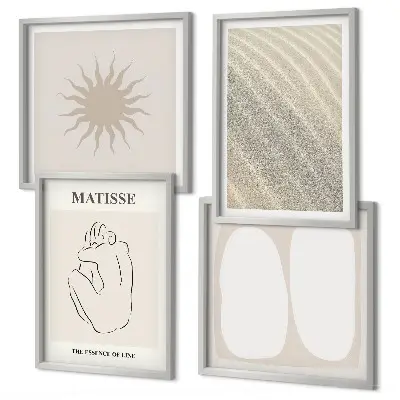 Minimalistische Sandwellen als gerahmtes Polyptychon