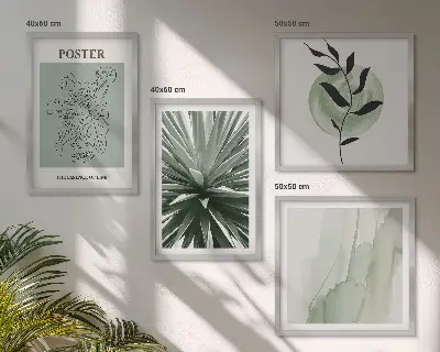 Wanddeko-Set mit Pflanzenmuster in Grün und Beige