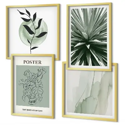 Wanddeko-Set mit Pflanzenmuster in Grün und Beige