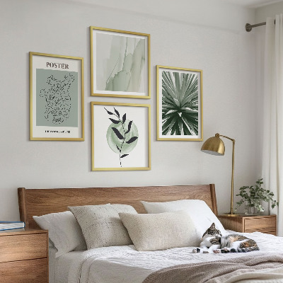 Wanddeko-set Grün-beige Pflanzenmuster