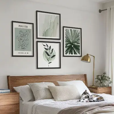 Wanddeko-Set mit Pflanzenmuster in Grün und Beige