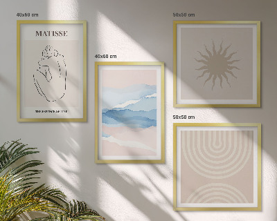 Polyptychon mit rahmen Linien, Wellen, Pastellfarben, minimalistisch