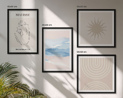 Polyptychon mit rahmen Linien, Wellen, Pastellfarben, minimalistisch