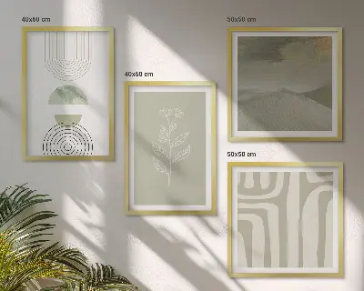 Wanddeko-Set mit geometrischen Pflanzenmustern