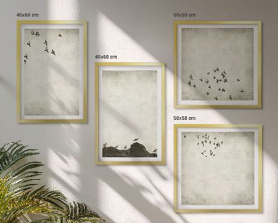 Wanddeko-set Minimalistische Vogelmalerei