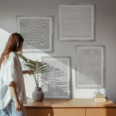 Polyptychon Sandmuster geometrische Strukturen mit Rahmen