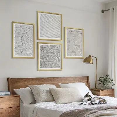 Polyptychon Sandmuster geometrische Strukturen mit Rahmen