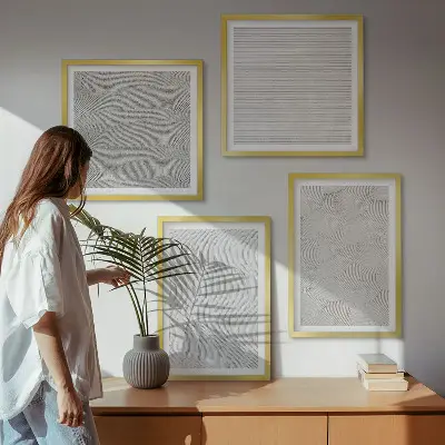 Polyptychon Sandmuster geometrische Strukturen mit Rahmen