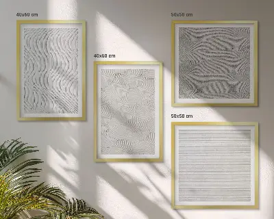 Polyptychon Sandmuster geometrische Strukturen mit Rahmen