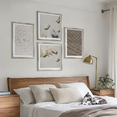 Wanddeko-Set natürliche Texturen mit Holz und Steinen