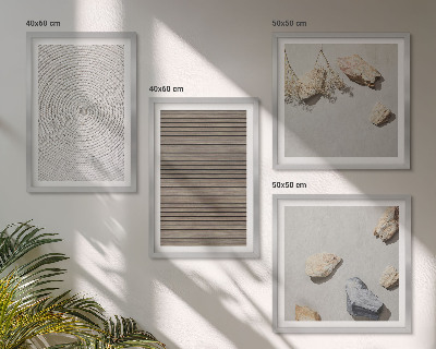 Wanddeko-set Natürliche Texturen Holz Steine