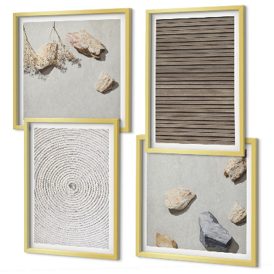 Wanddeko-set Natürliche Texturen Holz Steine