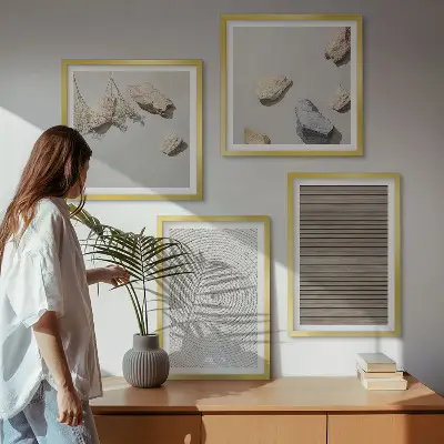 Wanddeko-Set natürliche Texturen mit Holz und Steinen