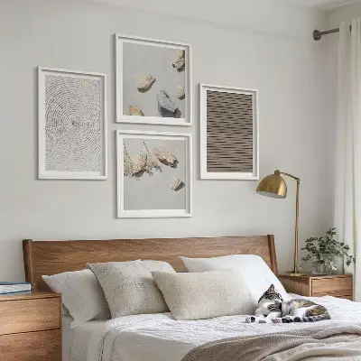 Wanddeko-Set natürliche Texturen mit Holz und Steinen