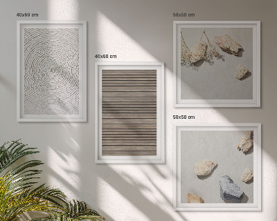 Wanddeko-set Natürliche Texturen Holz Steine