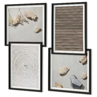 Wanddeko-Set natürliche Texturen mit Holz und Steinen