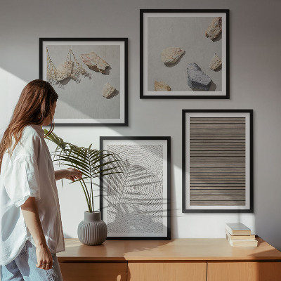 Wanddeko-set Natürliche Texturen Holz Steine